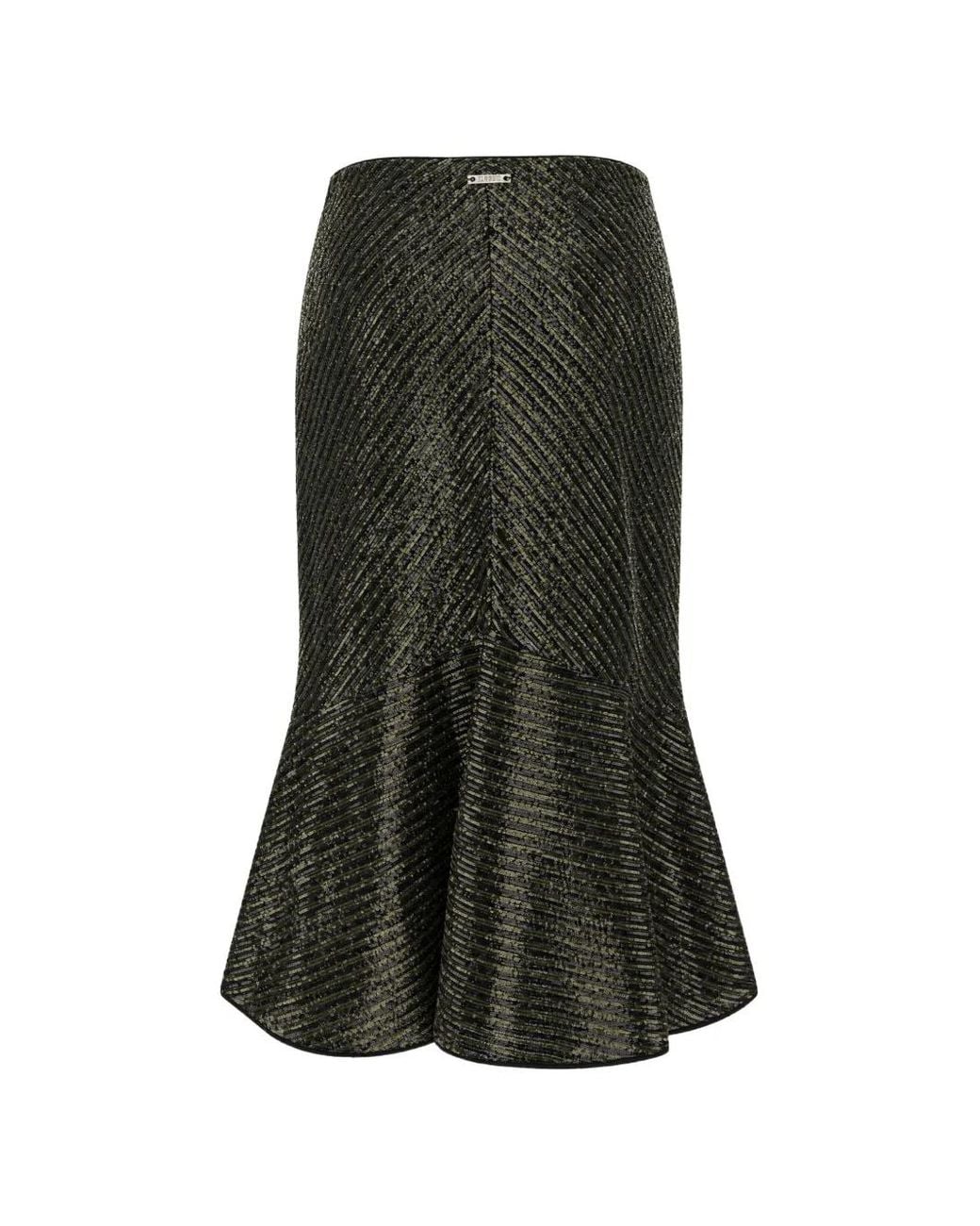 Iceberg Green Chevron-Knit Flared Midi Skirt