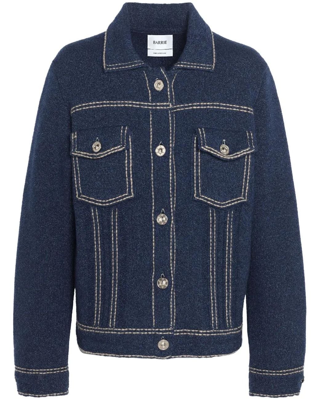 Barrie Blue Contrast-Stitching Denim-Effect Jacket