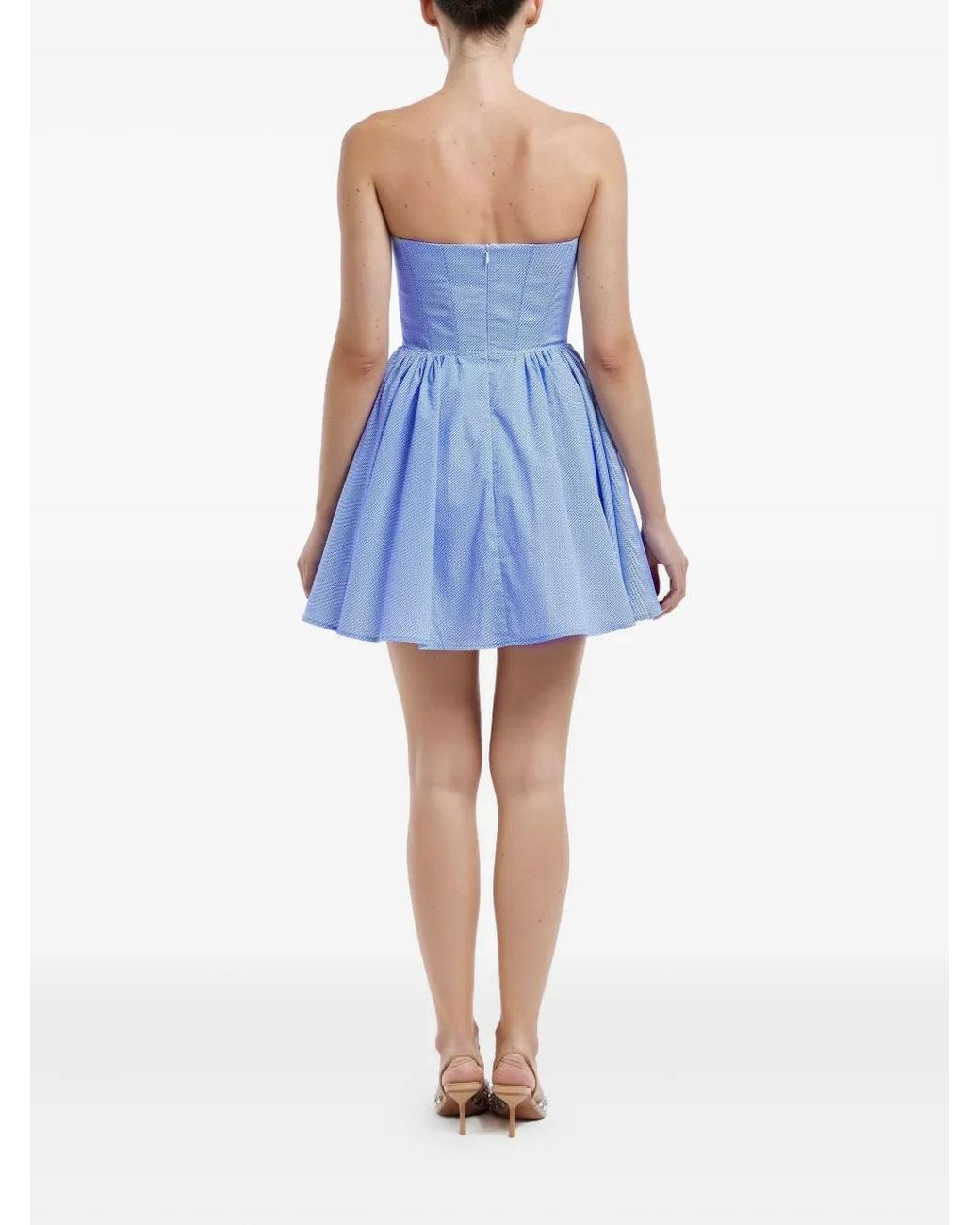 POST MERIDIEM Blue Tuck Corset Mini Dress