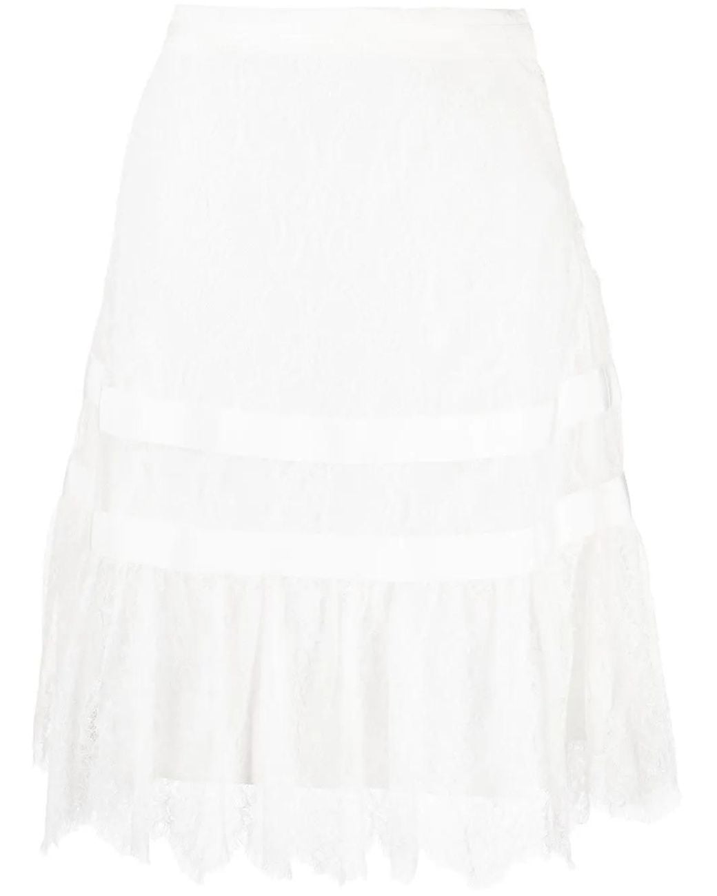 Shiatzy Chen White Lace Knee-Length Skirt