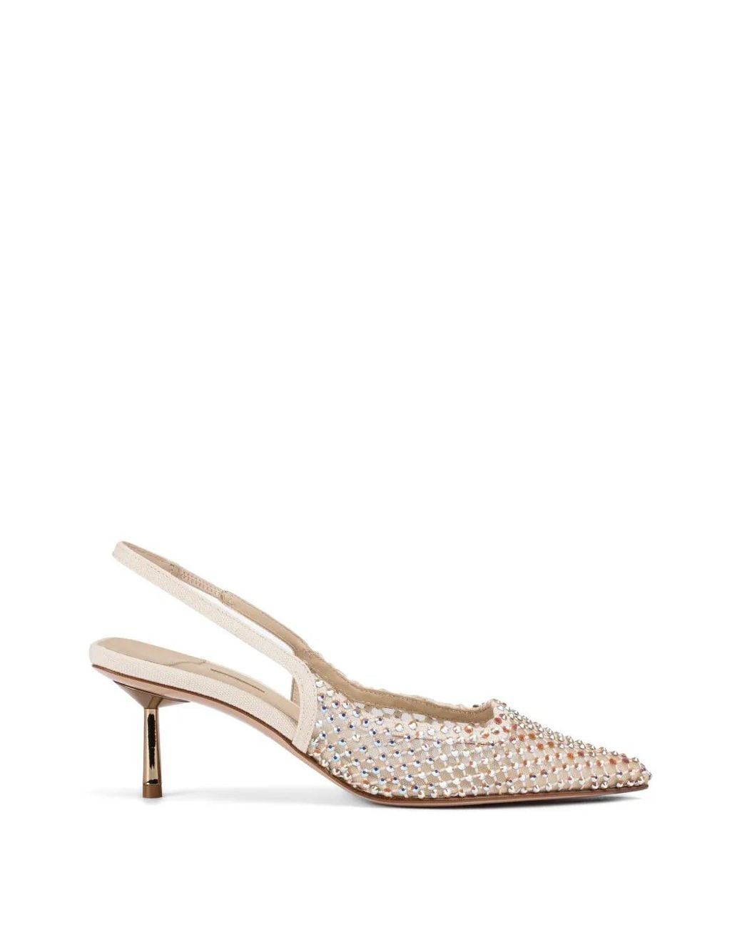 Le Silla White Gilda Fierce Embellished Slingback Pumps