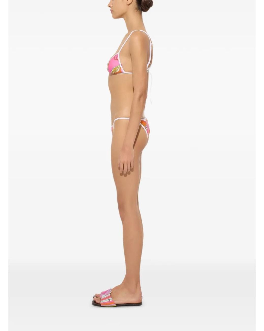 Emilio Pucci Pink Orchidee-Print Triangle Bikini Top