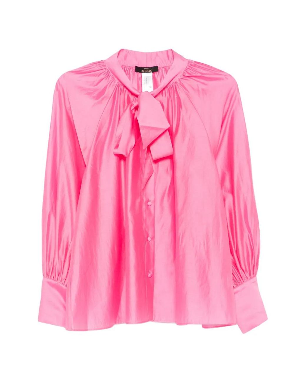 Twinset Pink Pussy-Bow Balloon-Sleeve Blouse