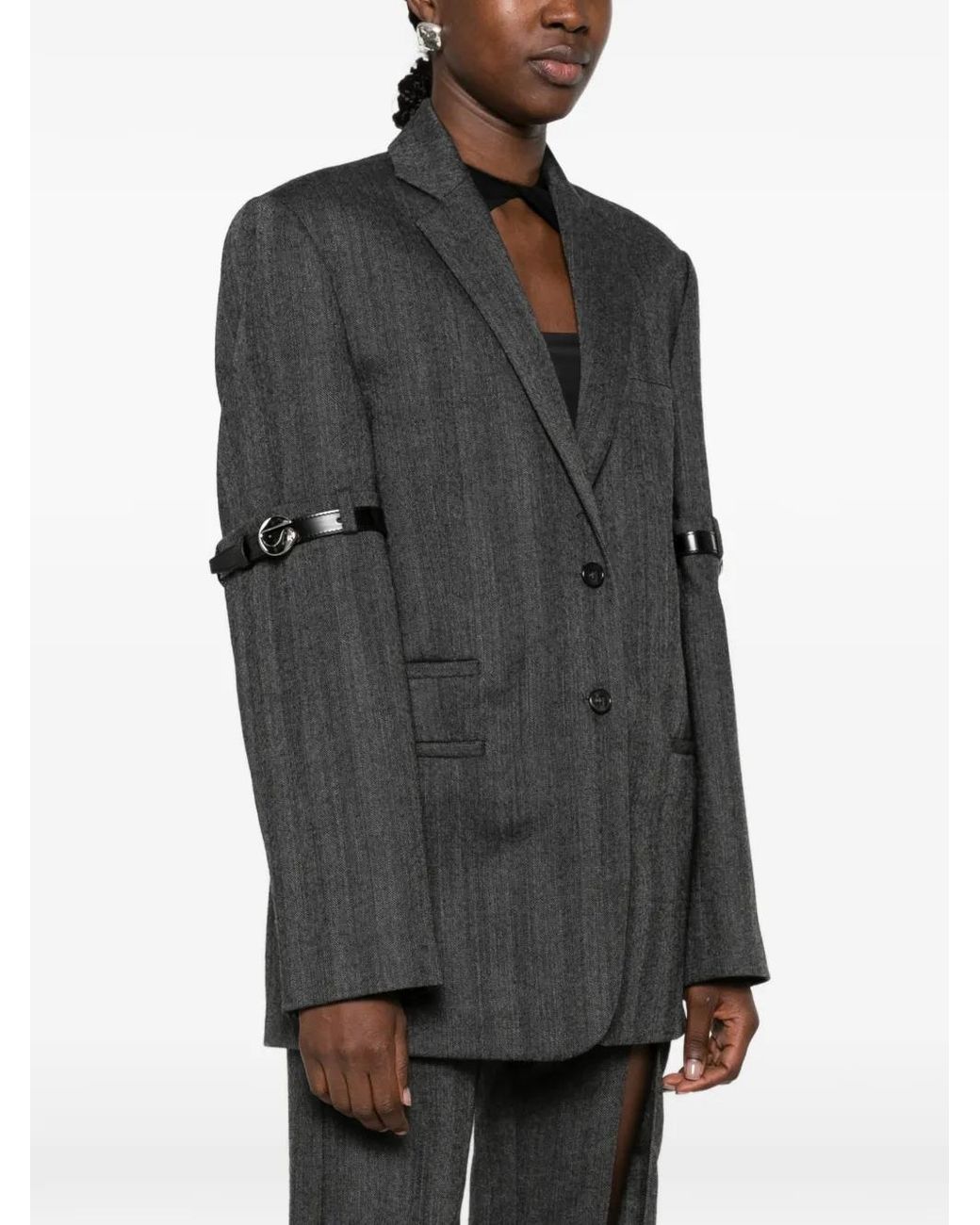 Coperni Black Belted Herringbone Jacket