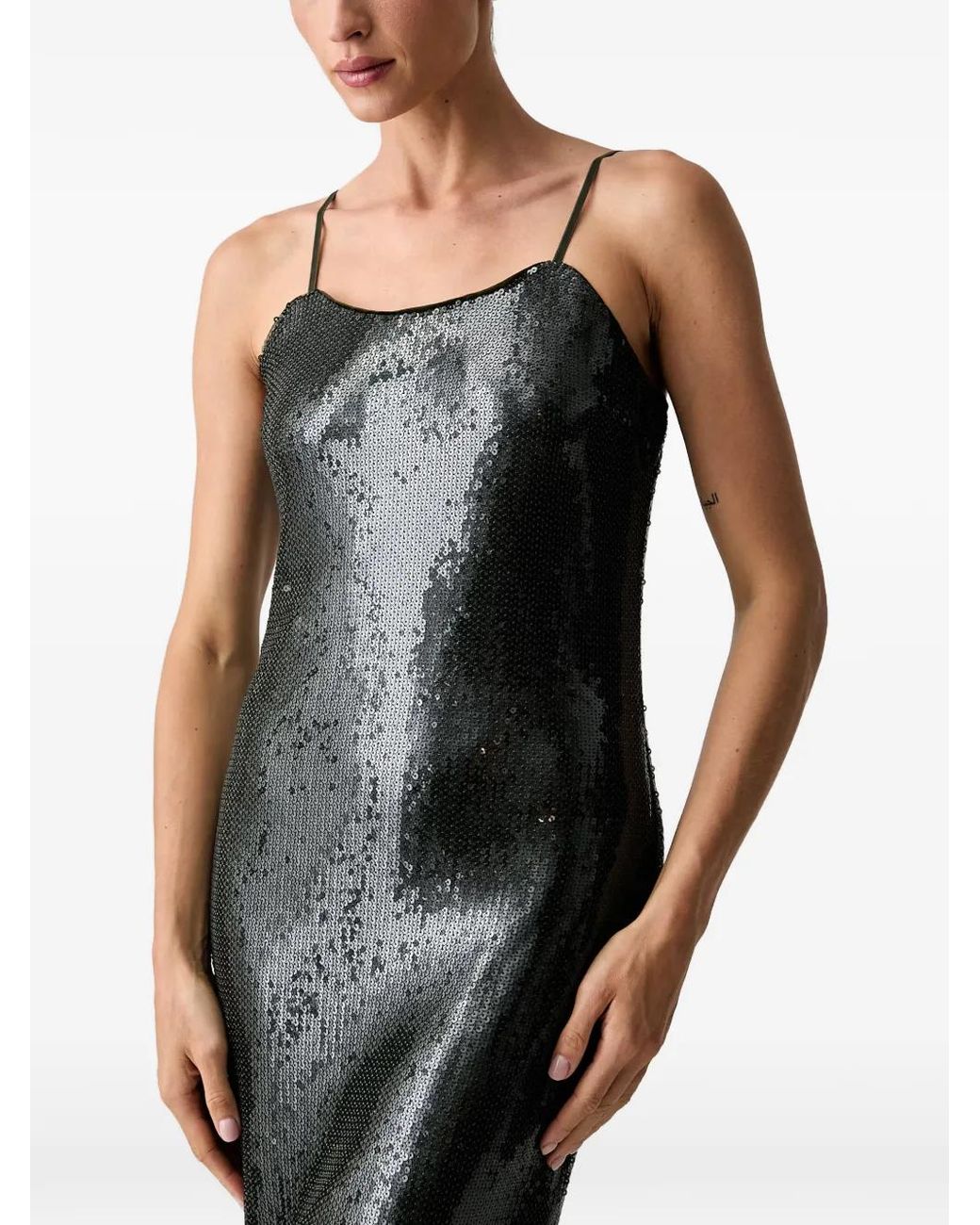 Patrizia Pepe Black Sequin-Embellished Spaghetti-Strap Maxi Dress