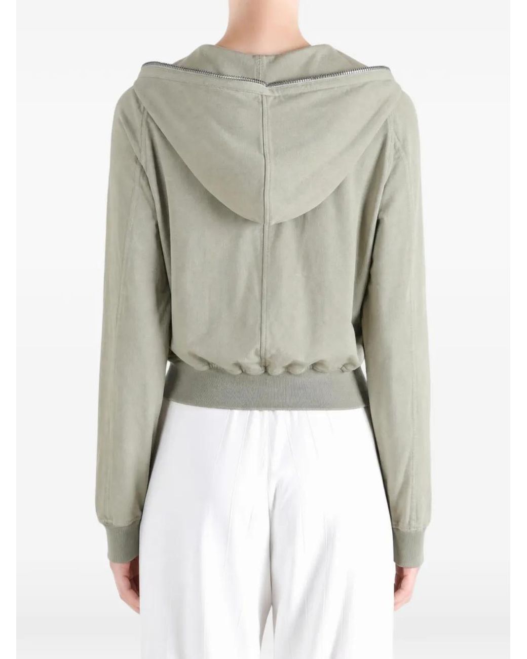Rick Owens White Zip-Up Hoodie