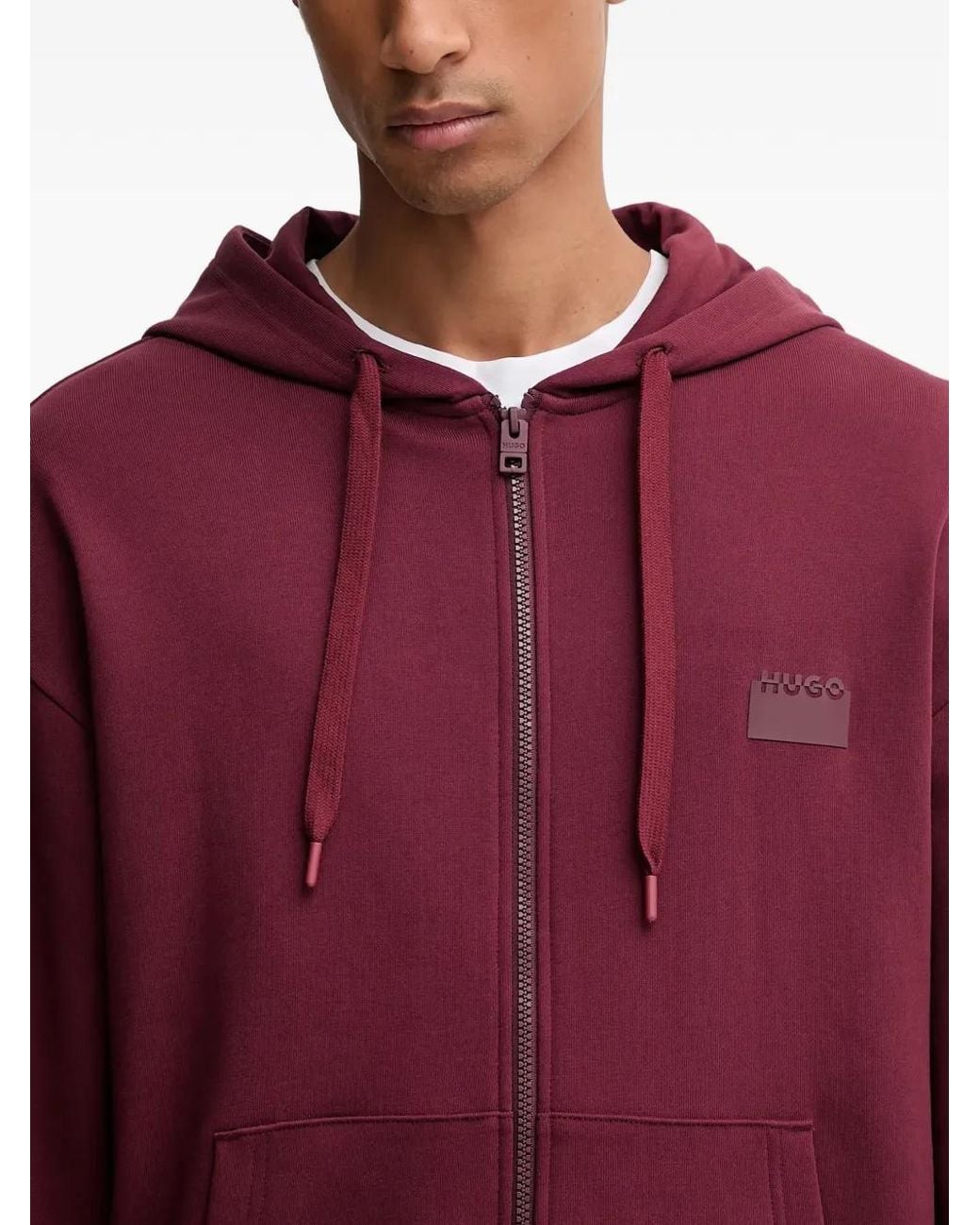 HUGO Red Logo-Patch Zip-Up Hoodie for men