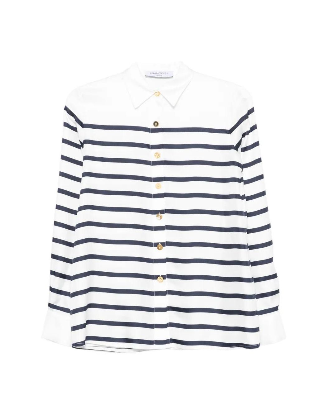 Franchise White Striped Buttoned Top