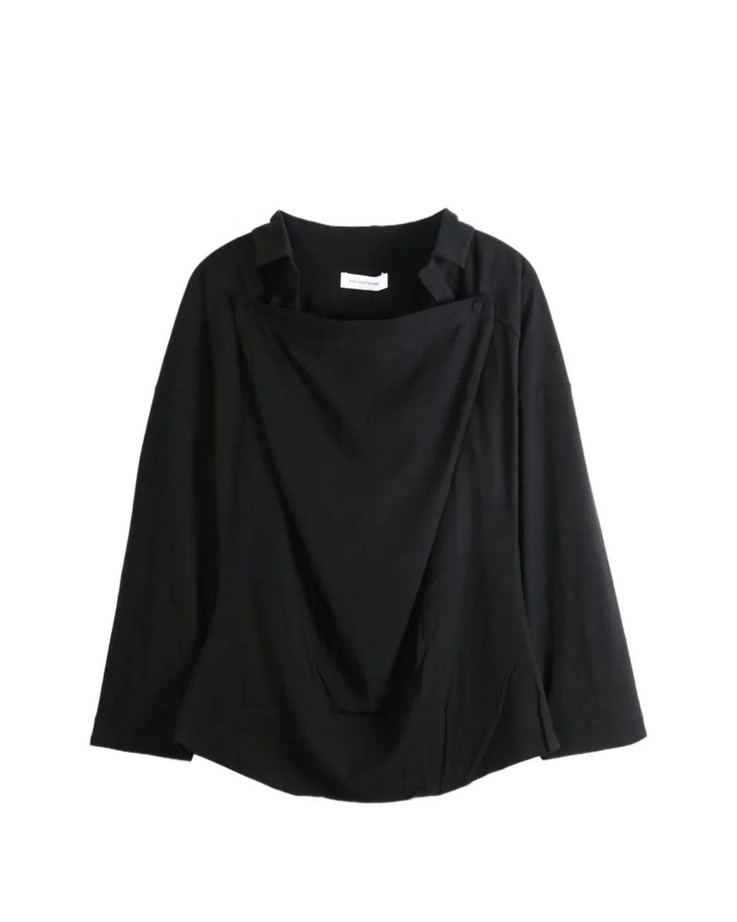 Kiko Kostadinov Black Draped-Panel Long-Sleeve Shirt for men