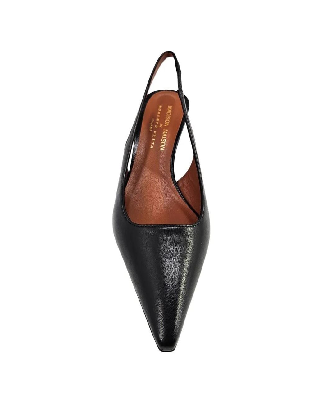 Madison Maison Black Escarpins Compensés Loux En Cuir À Bride Arrière