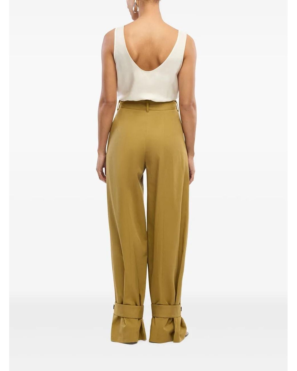 Another Tomorrow Yellow Pleated Trousers