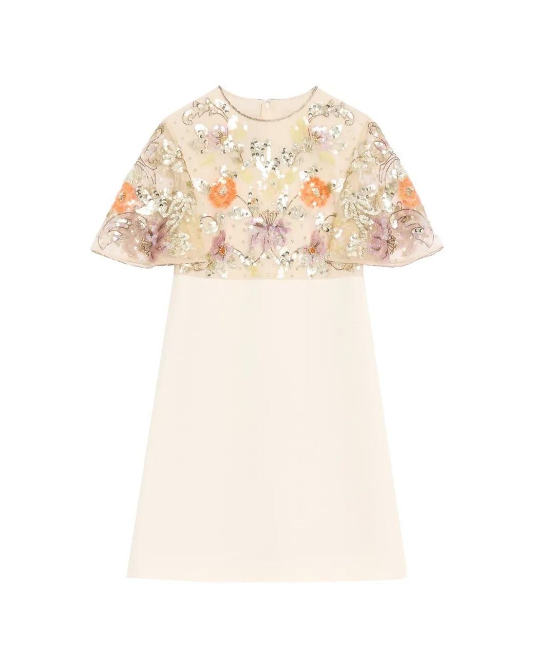 Valentino Garavani White Embroidered Crepe Couture Short Dress