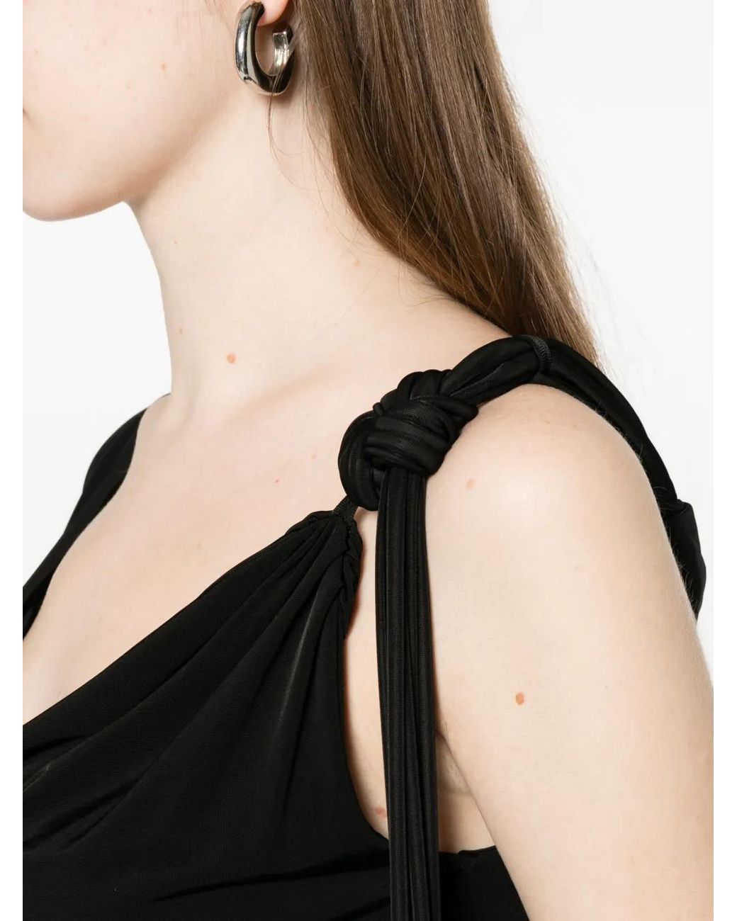 Blumarine Black Blouse Crop À Détail Noué