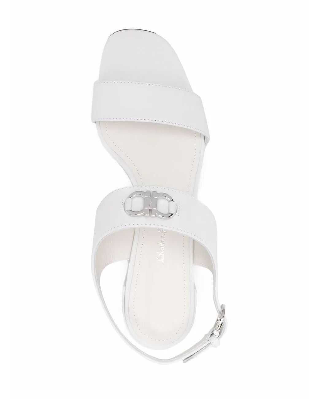 Ferragamo White Gancini Logo-Plaque Sandals