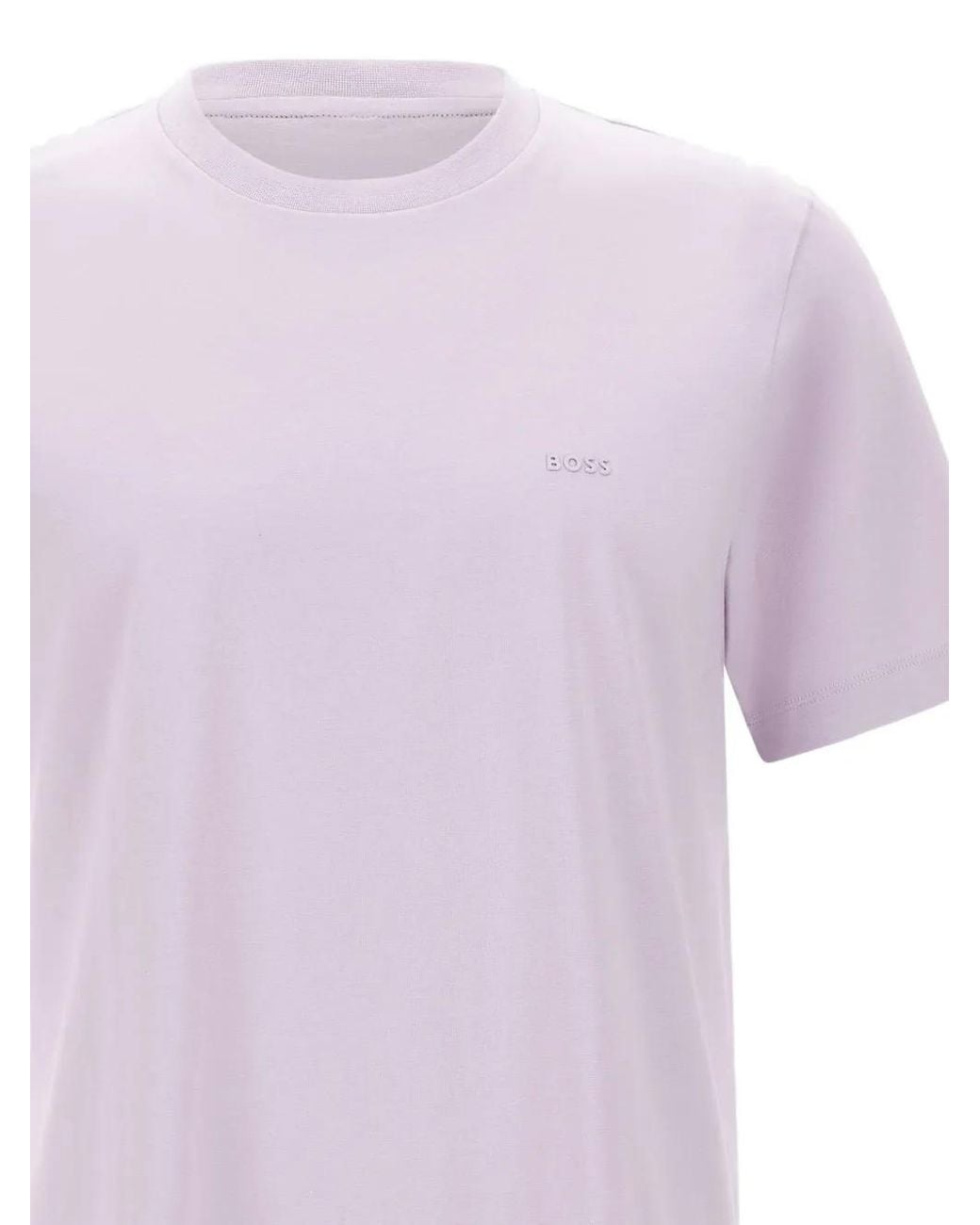 Boss Purple Cotton-Jersey T-Shirt With Logo Detail for men