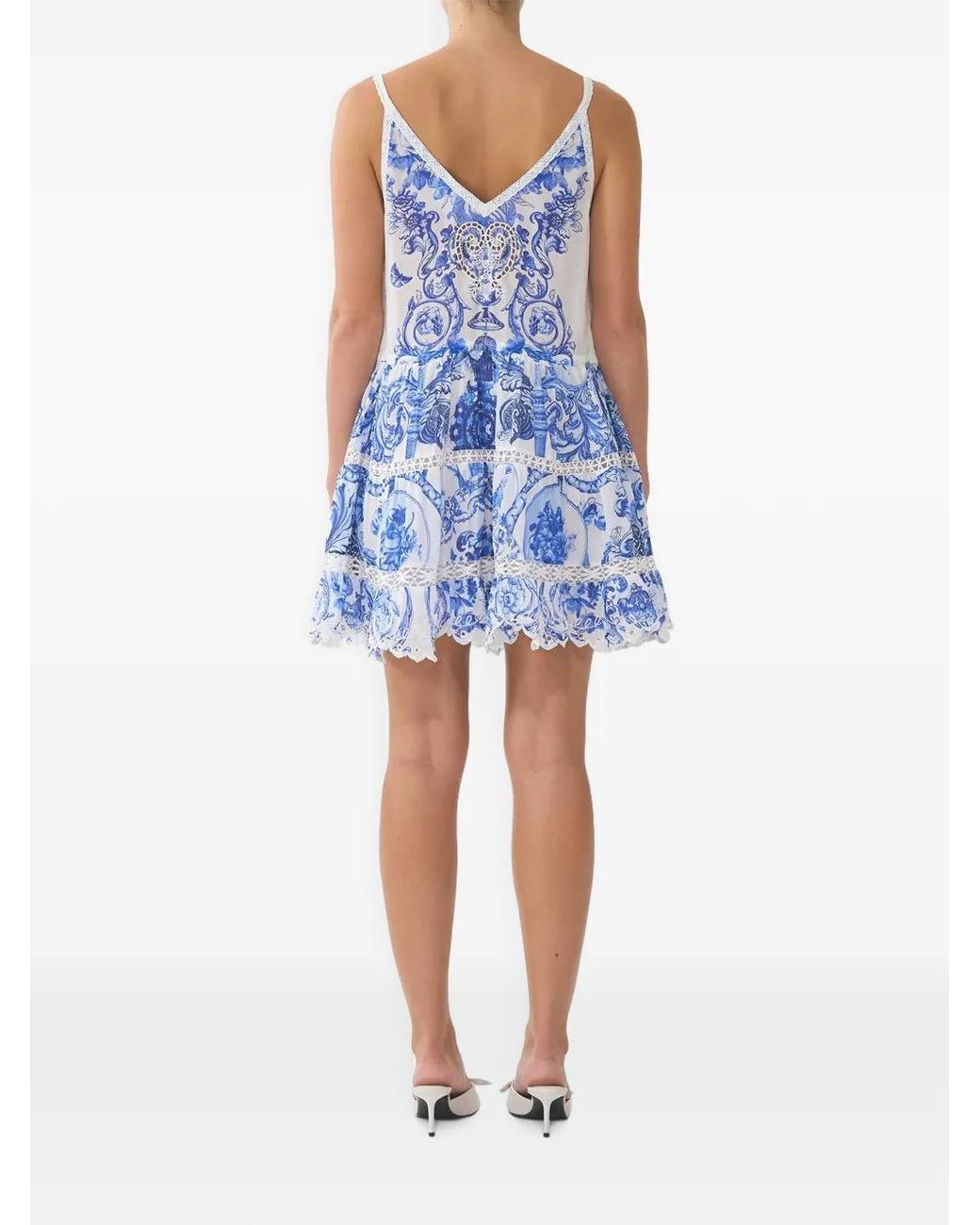 Camilla Blue Robe Courte À Taille Froncée