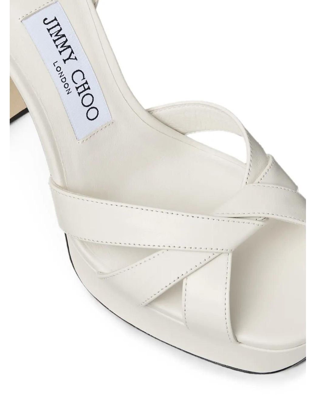 Jimmy Choo White Kove 120 Latte Nappa-Leather Platform Sandals