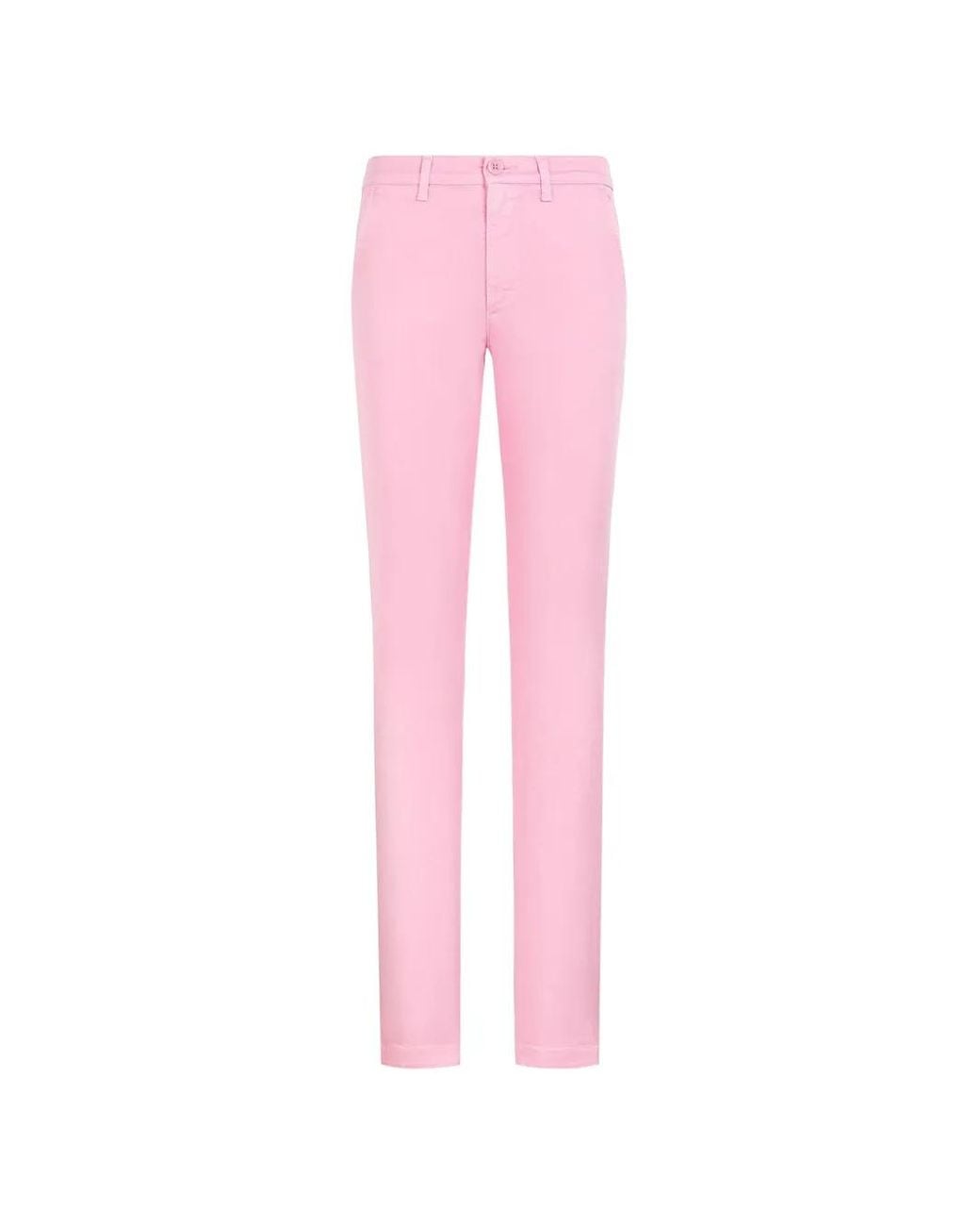 Roberto Cavalli Pink Slim-Fit Cotton Trousers