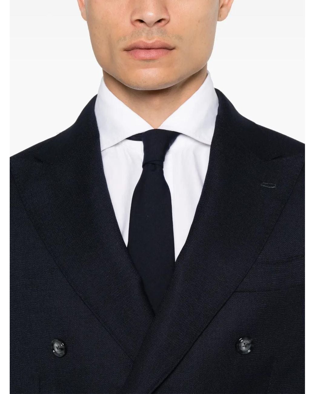 Barba Napoli Blue Double-Breasted Jacket for men