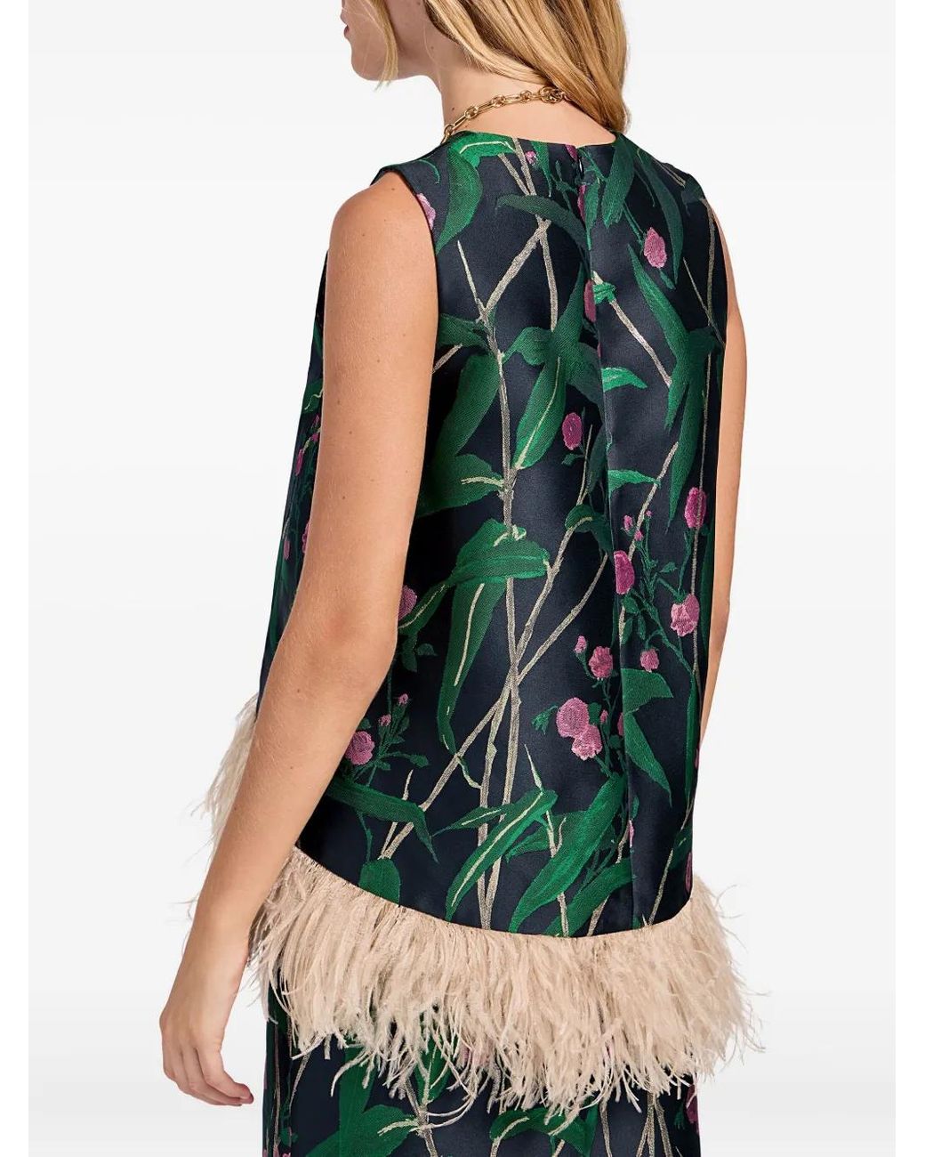 LaDoubleJ Green Bamboo-Print Top