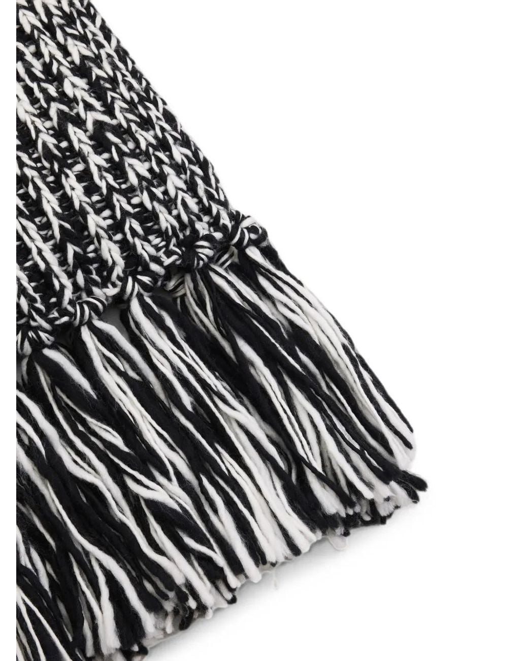 AMI White Wool Knit Scarf