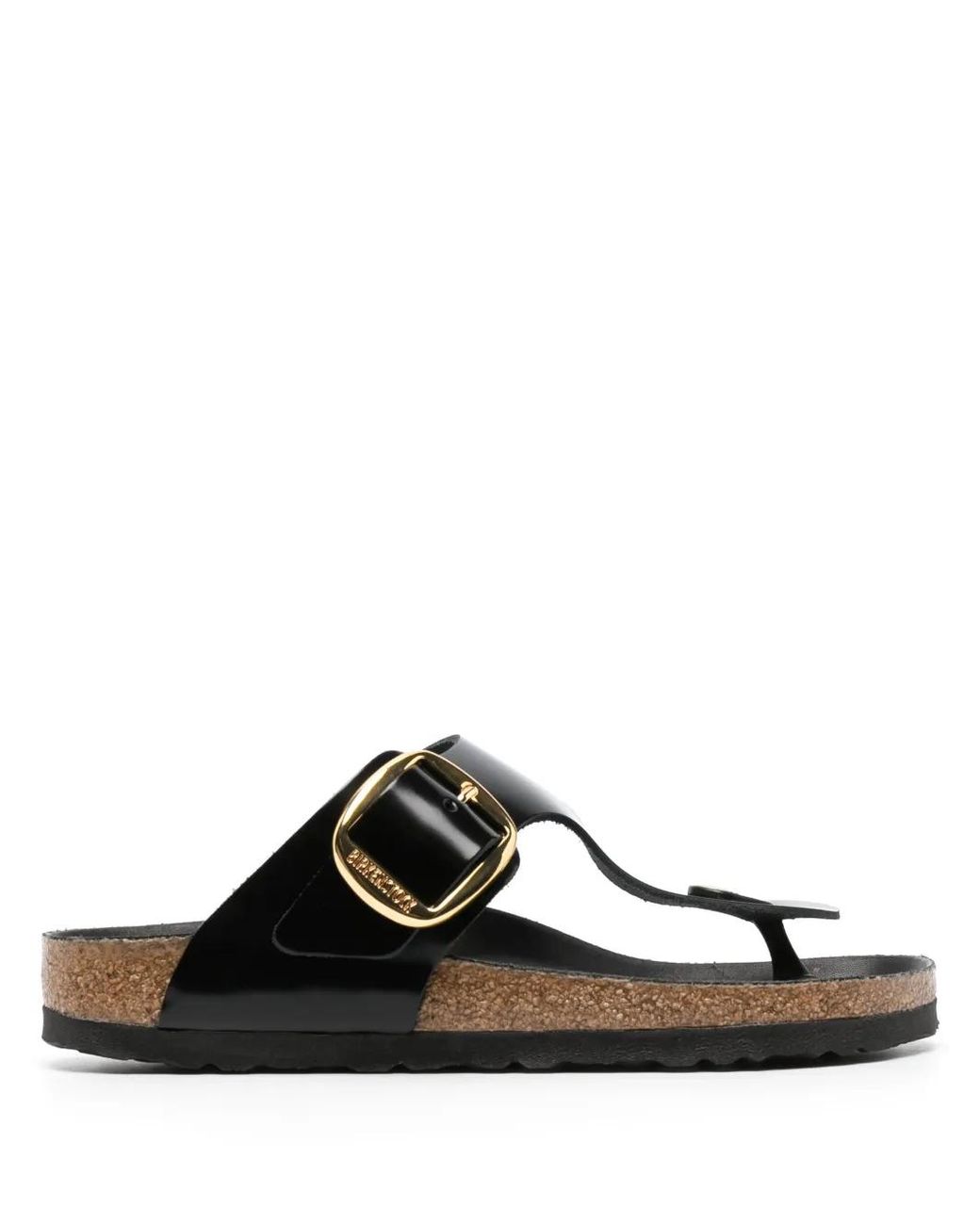 Birkenstock Black Gizeh Logo-Engraved Leather Sandals