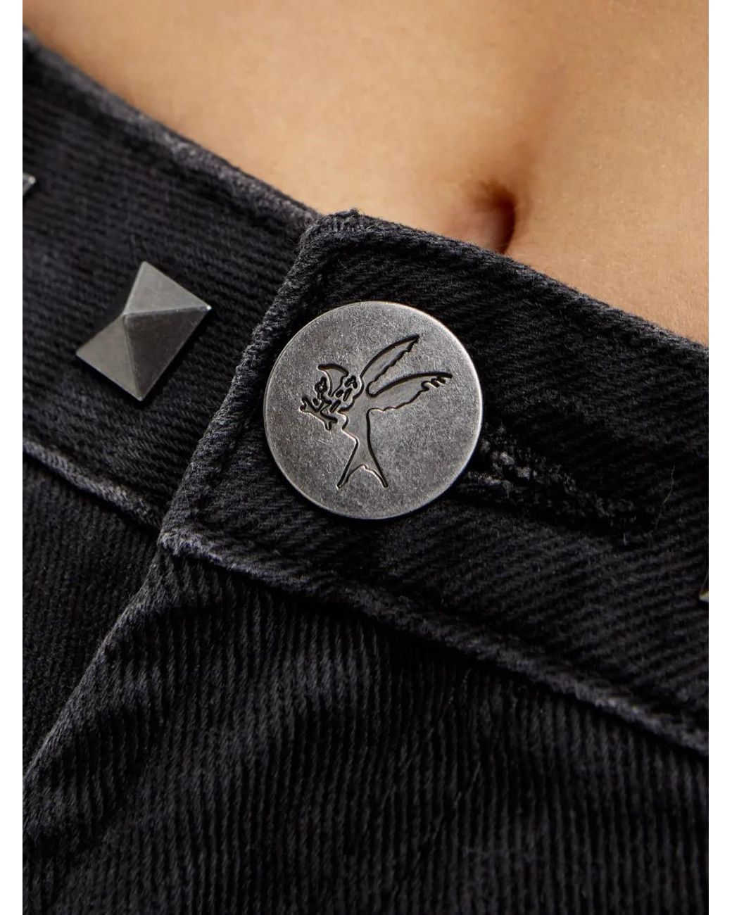 One Teaspoon Black Studded Five-Pockets Shorts