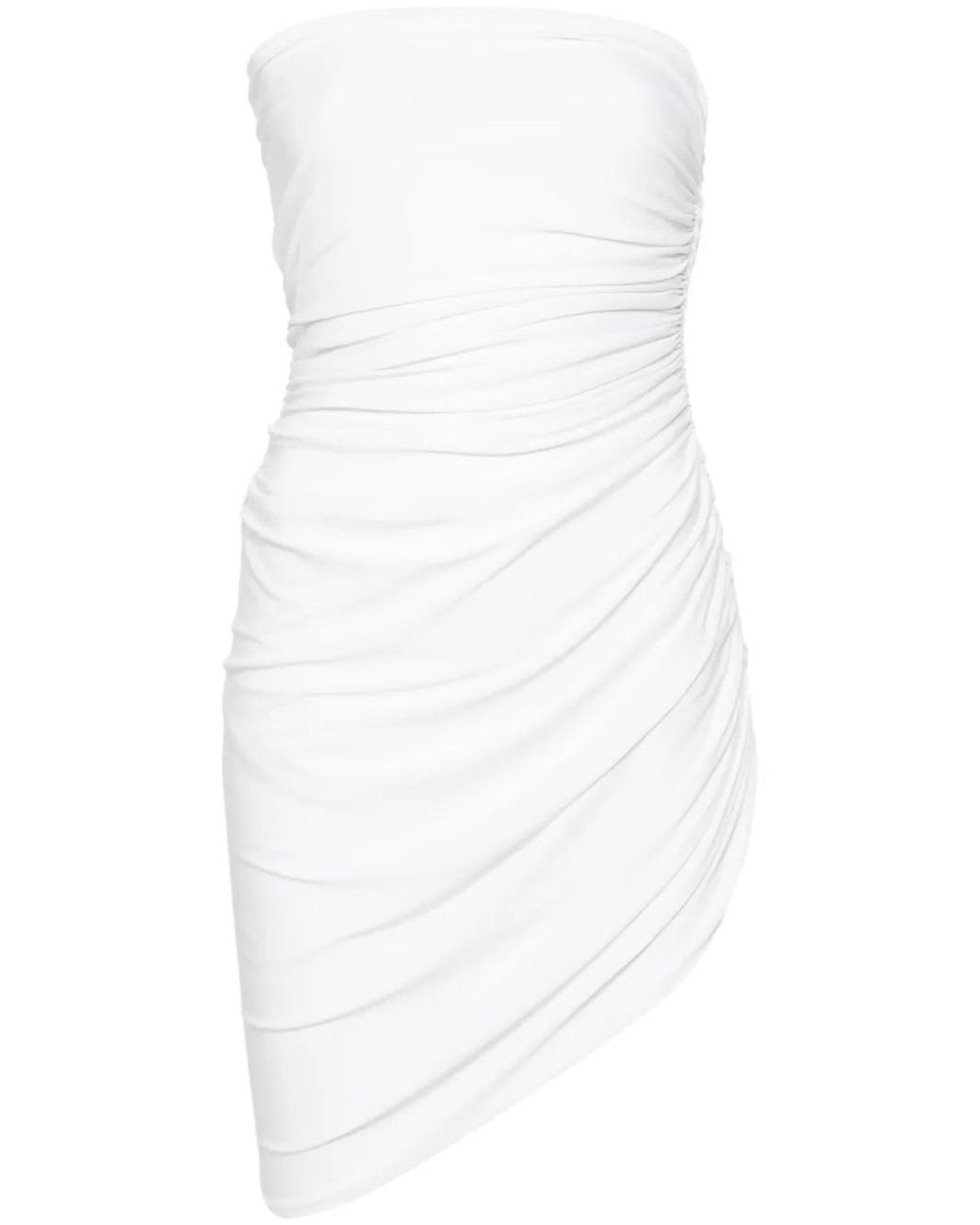 Norma Kamali White Gathered Strapless Minidress