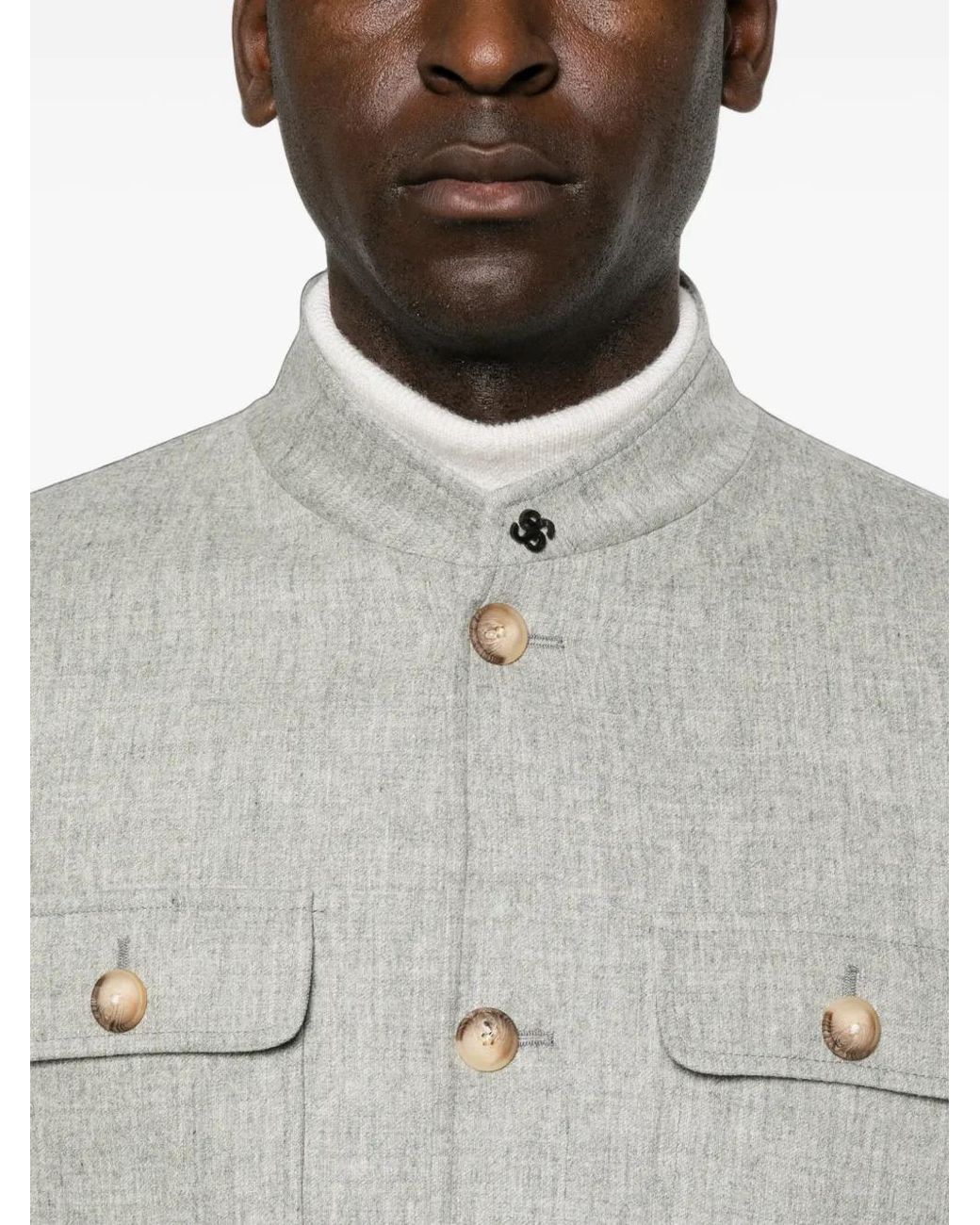 Gran Sasso Gray Button-Up Wool Jacket for men