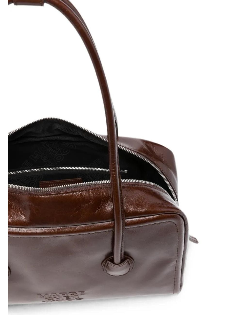 MARGE SHERWOOD Brown Soft Boston Crinkle-Effect Logo-Debossed Tote Bag