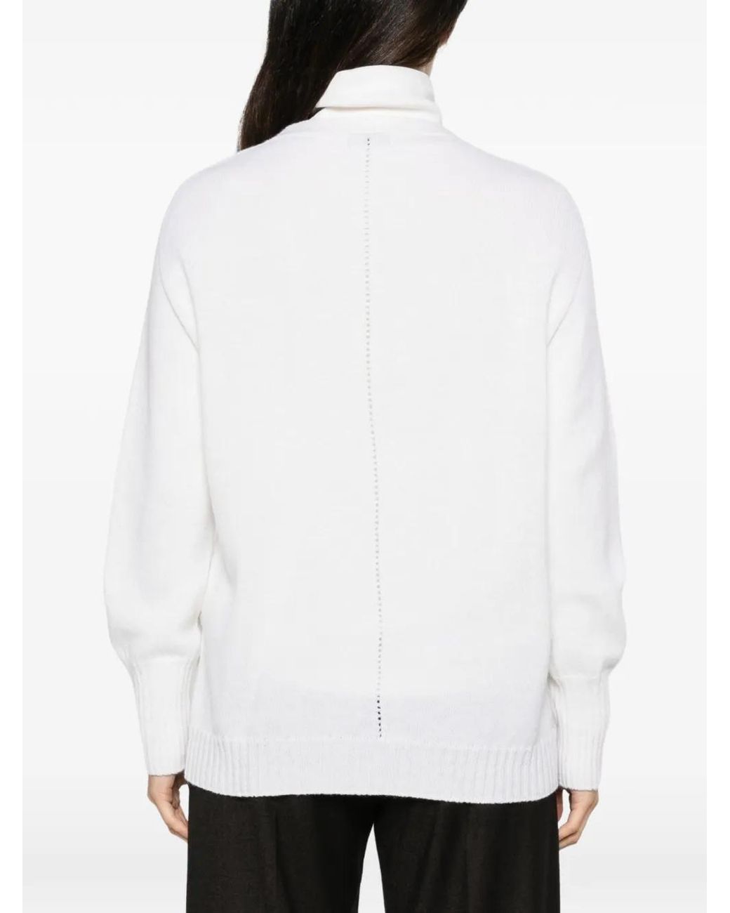 Whyci White Pointelle-Trim V-Neck Cardigan