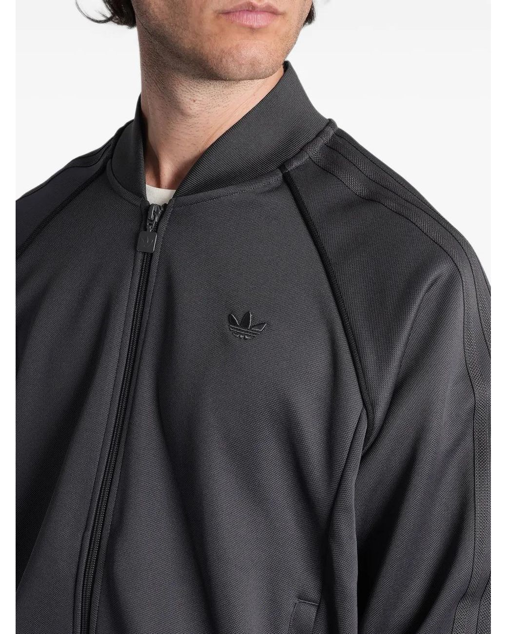 Adidas Gray Logo-Embroidered Track Jacket for men