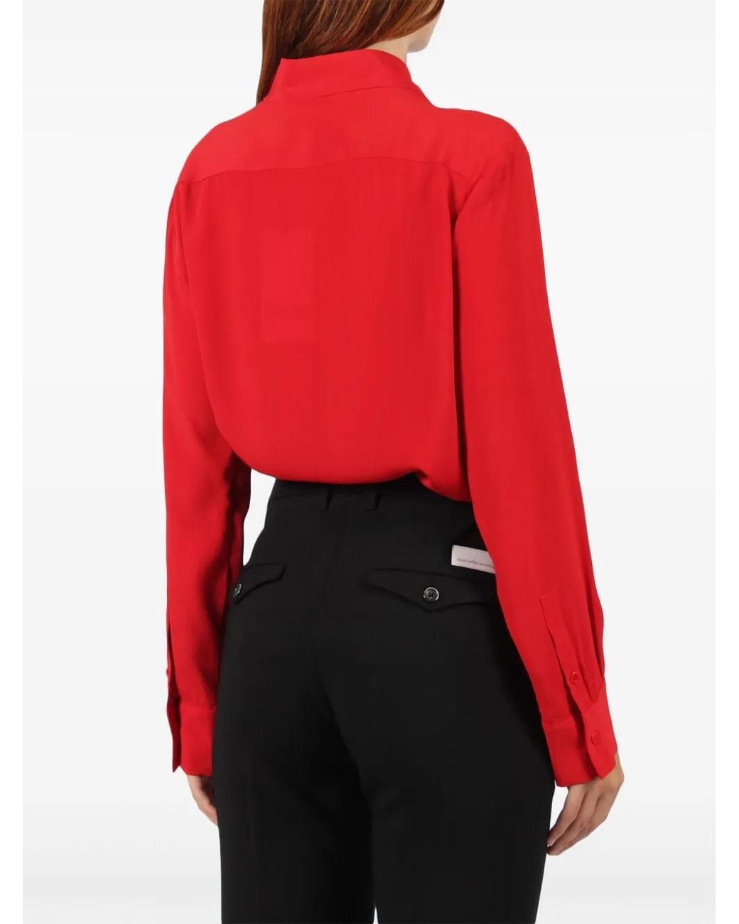 Nude Red Ruffled Shirt