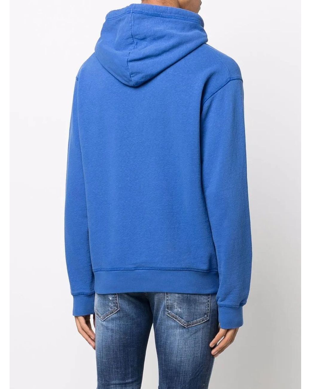 DSquared² Blue Cotton Printed Hoodie for men
