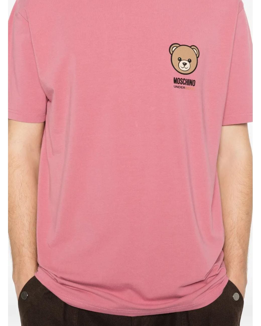 Moschino Pink Teddy-Logo T-Shirt for men