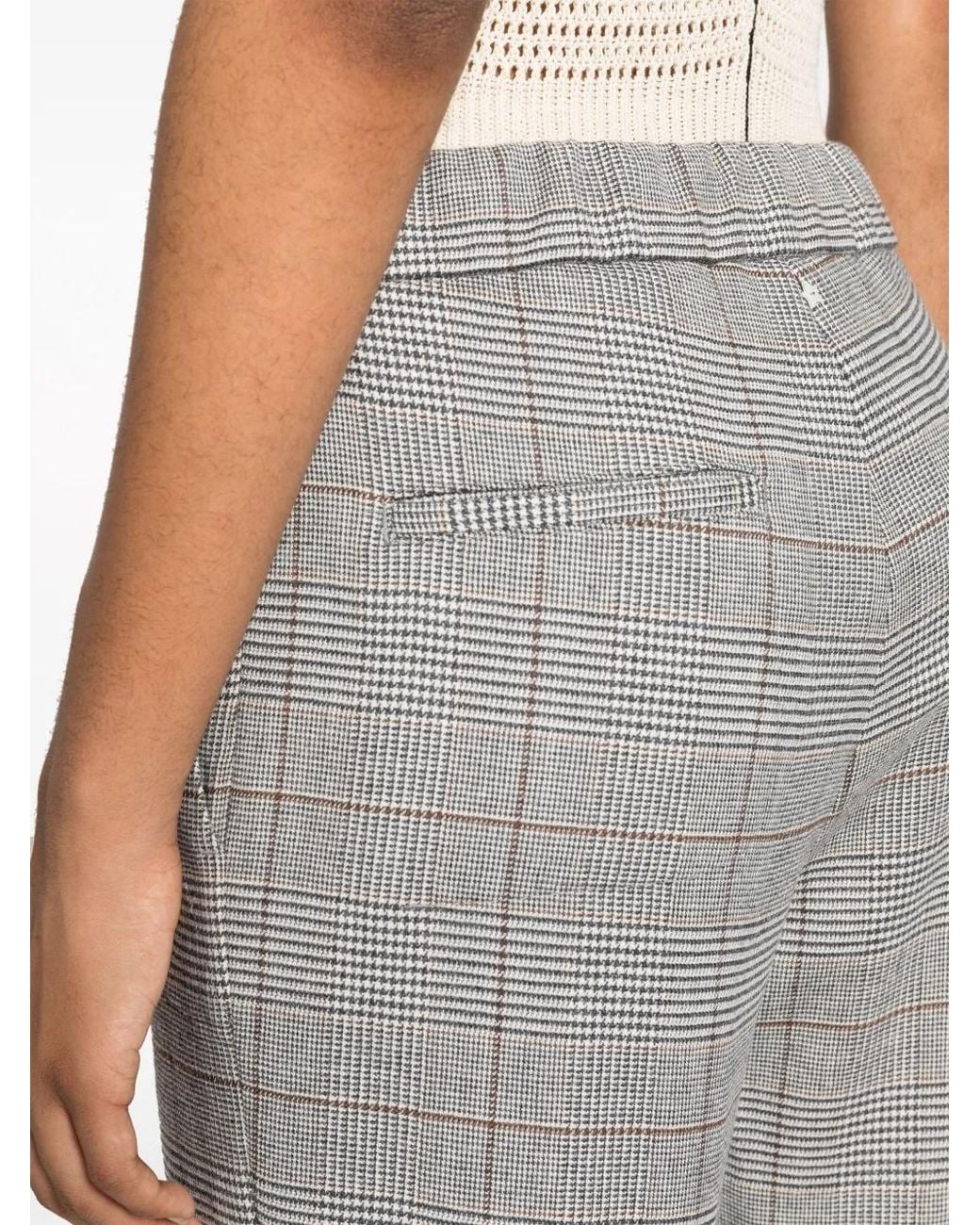 Lorena Antoniazzi Gray Plaid-Check Pattern Tapered-Leg Trousers