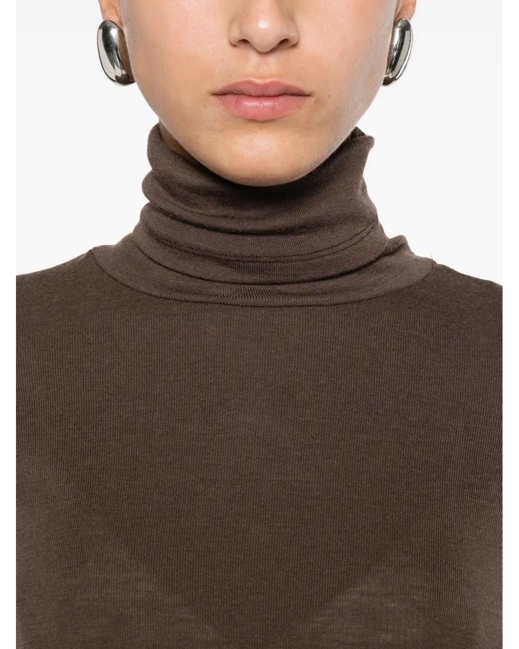 Rohe Brown Langärmeliger Rollkragenpullover