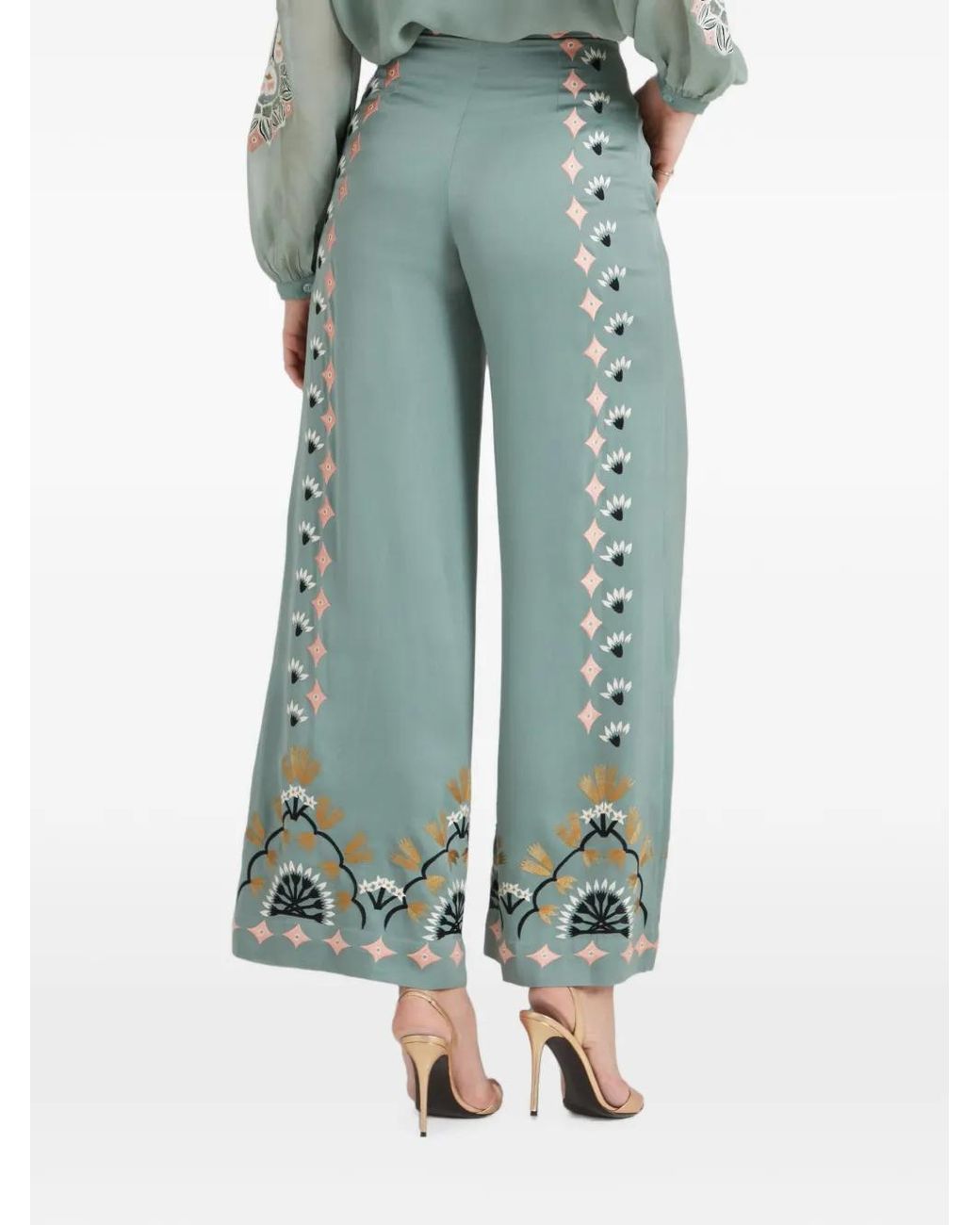 Temperley London Green Rosalba Embroidered Trousers