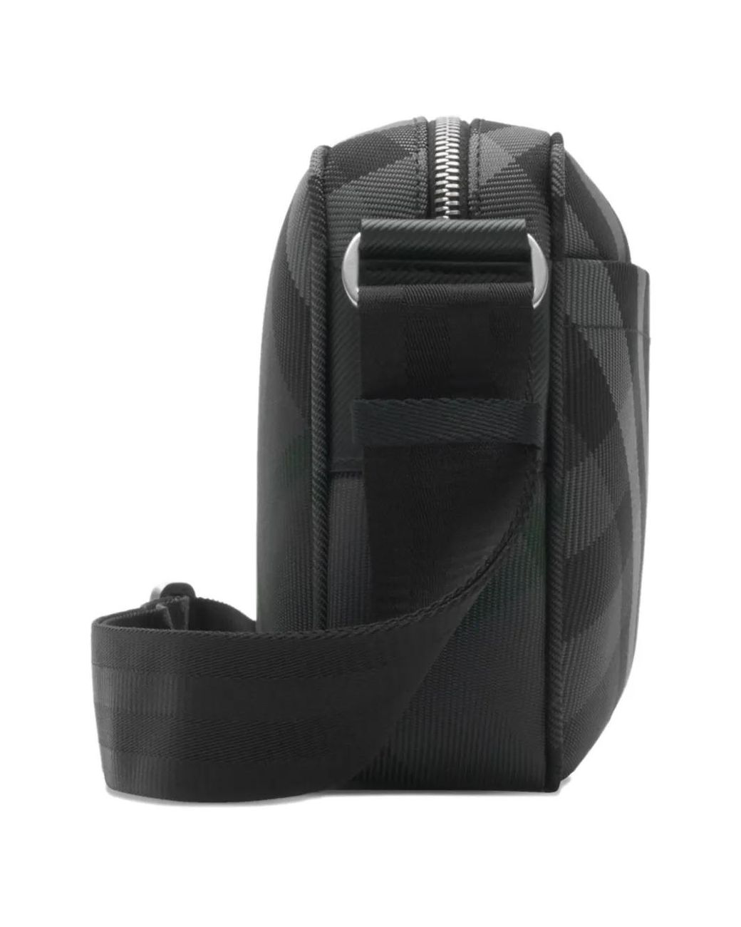 Burberry Black Slim Grid Crossbody Bag for men
