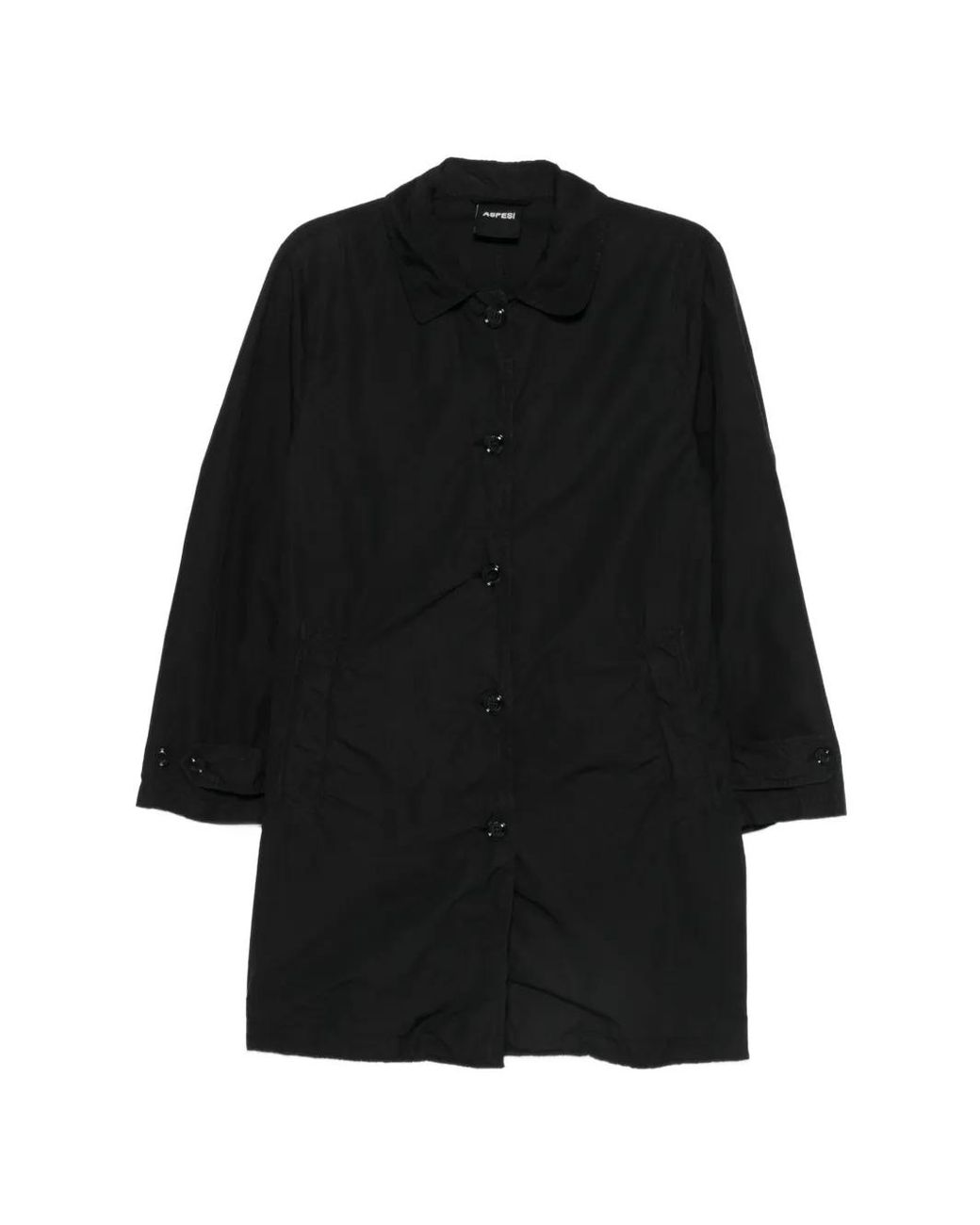 Aspesi Black Button-Up Collared Coat