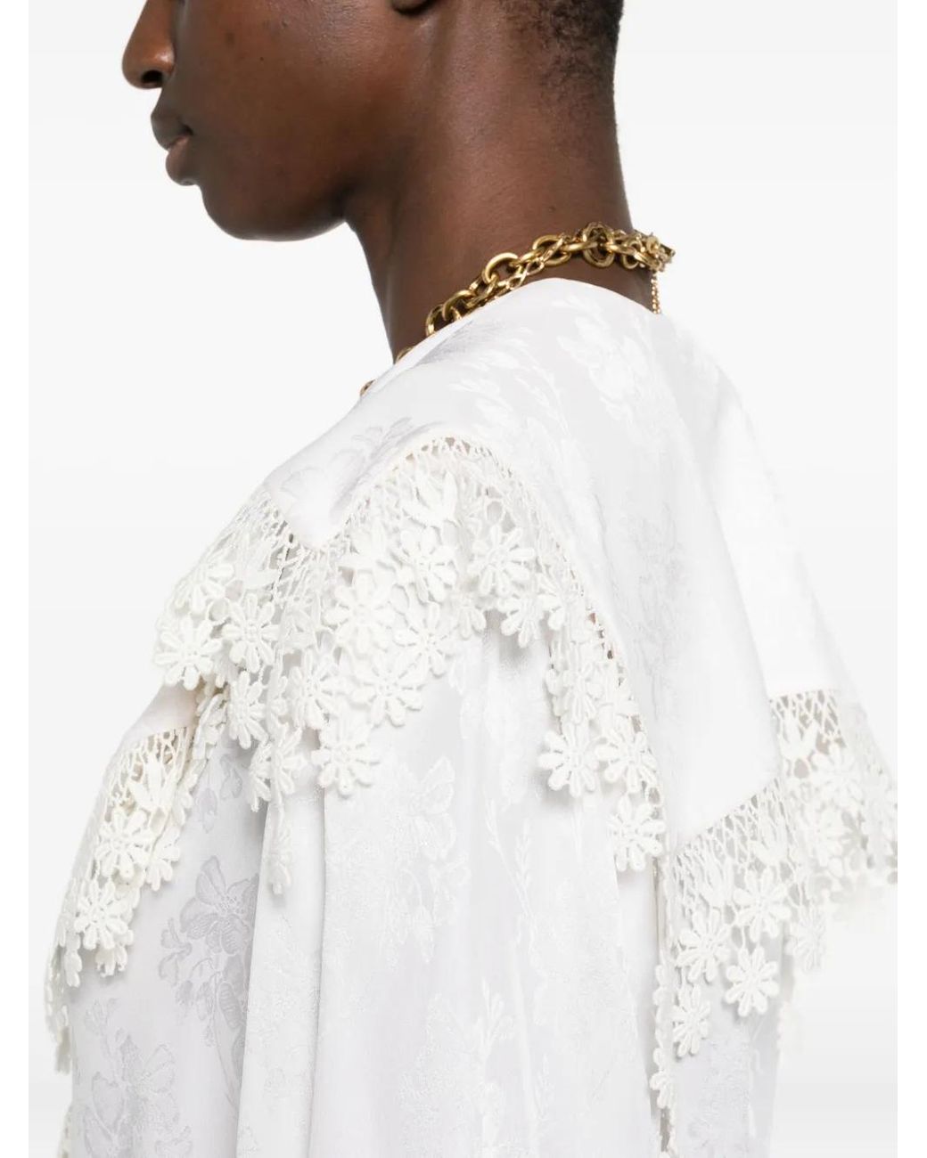 Chloé Blouse Met Afwerking Van Bloemenkant in het White