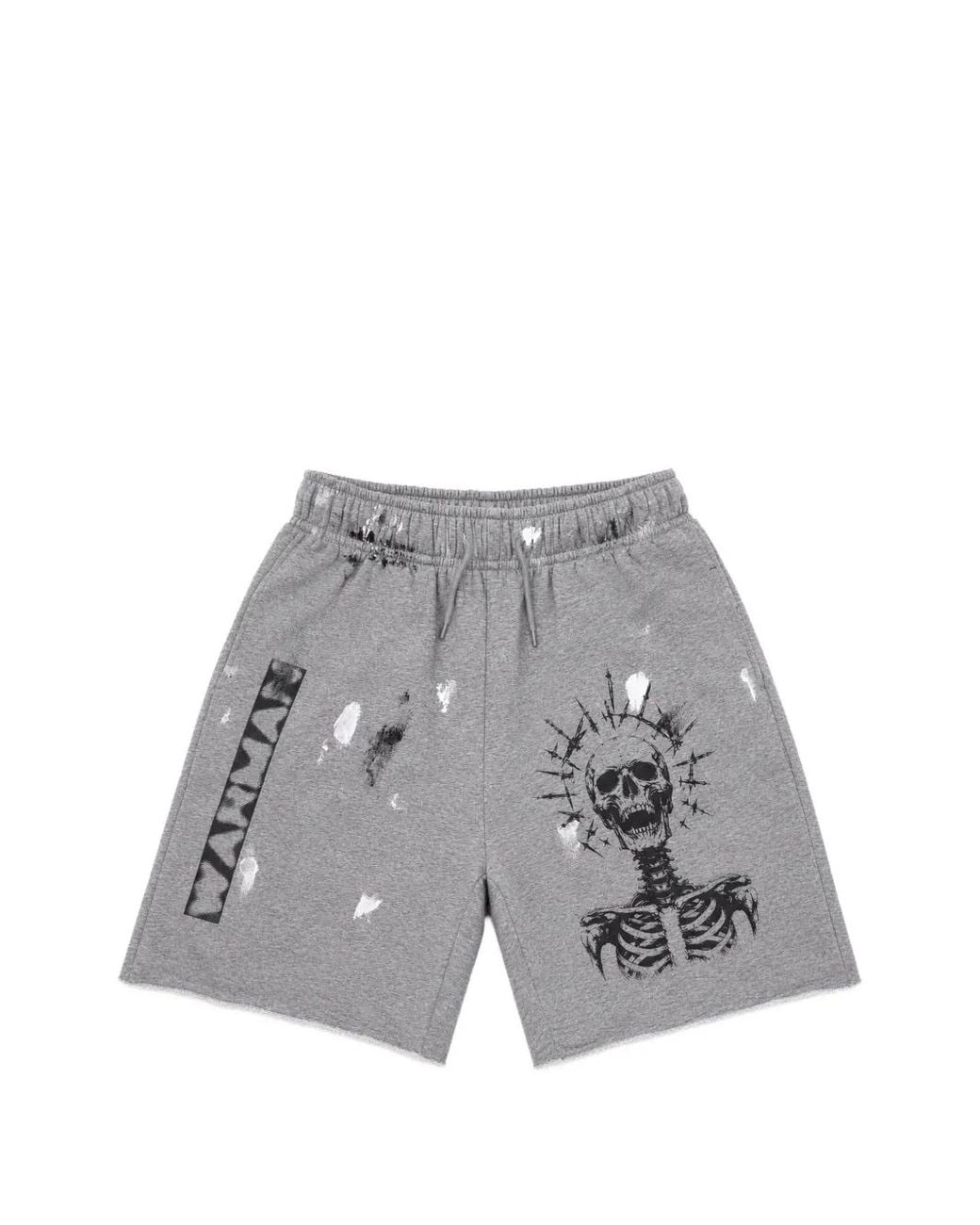 WARMAN Gray Paint-Splatter Skull-Print Shorts for men