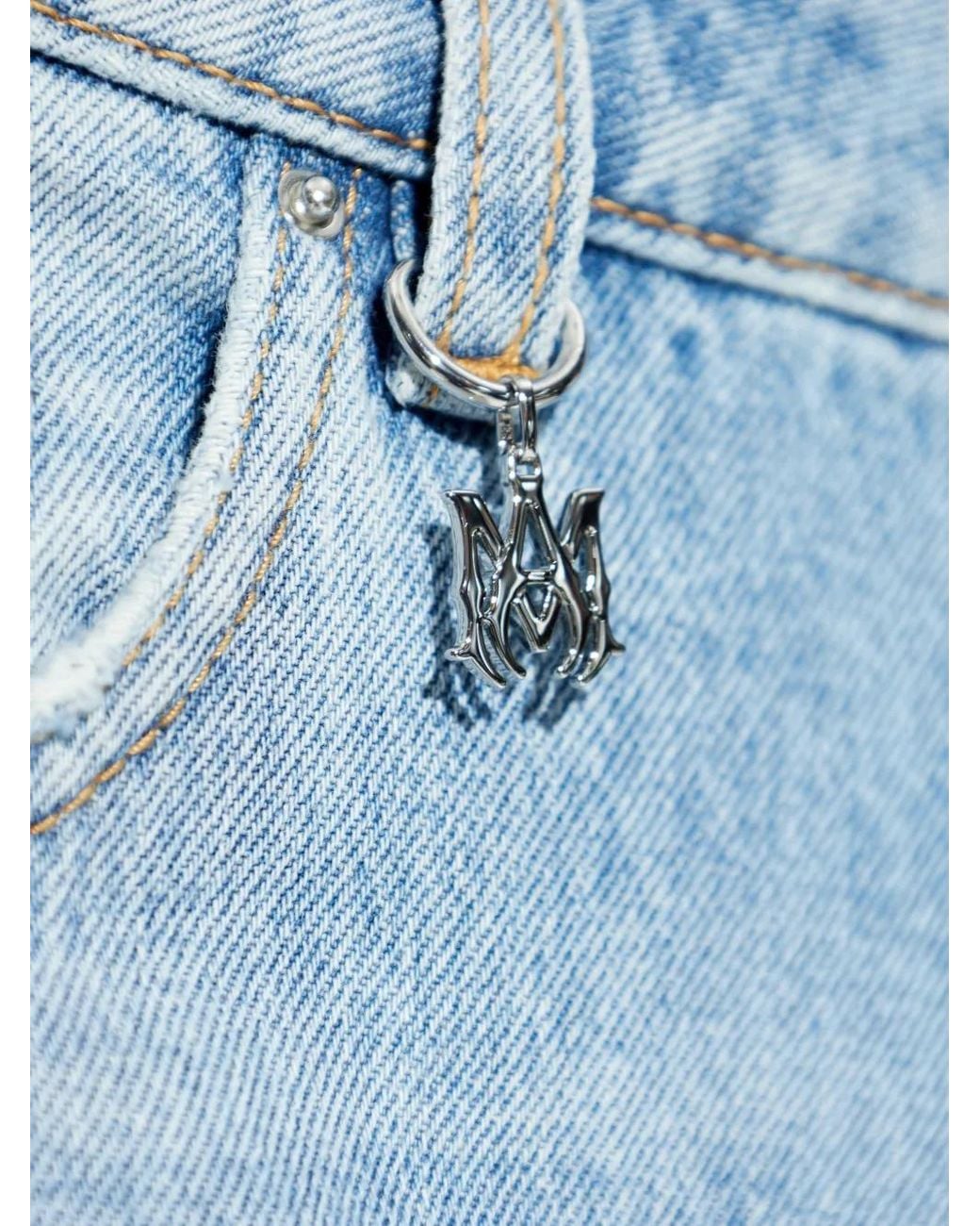 Jean Droit À Empiècements Patchwork Amiri en coloris Blue