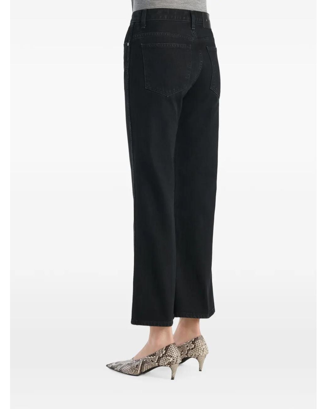 Khaite Black Flared-Leg Cotton Jeans