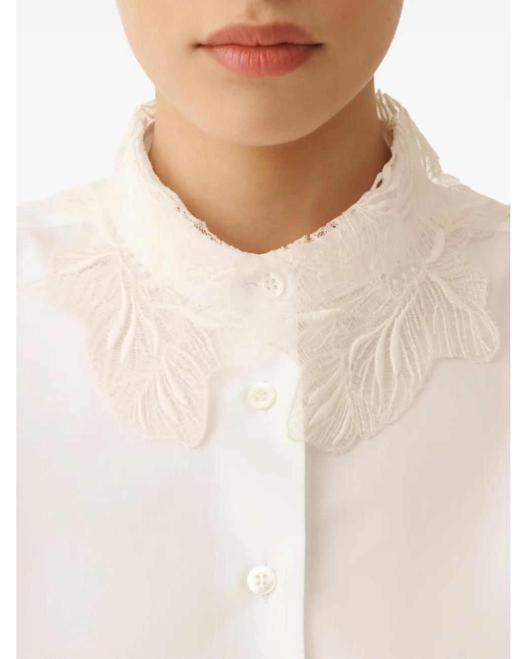 Fabiana Filippi White Lace Collared Shirt