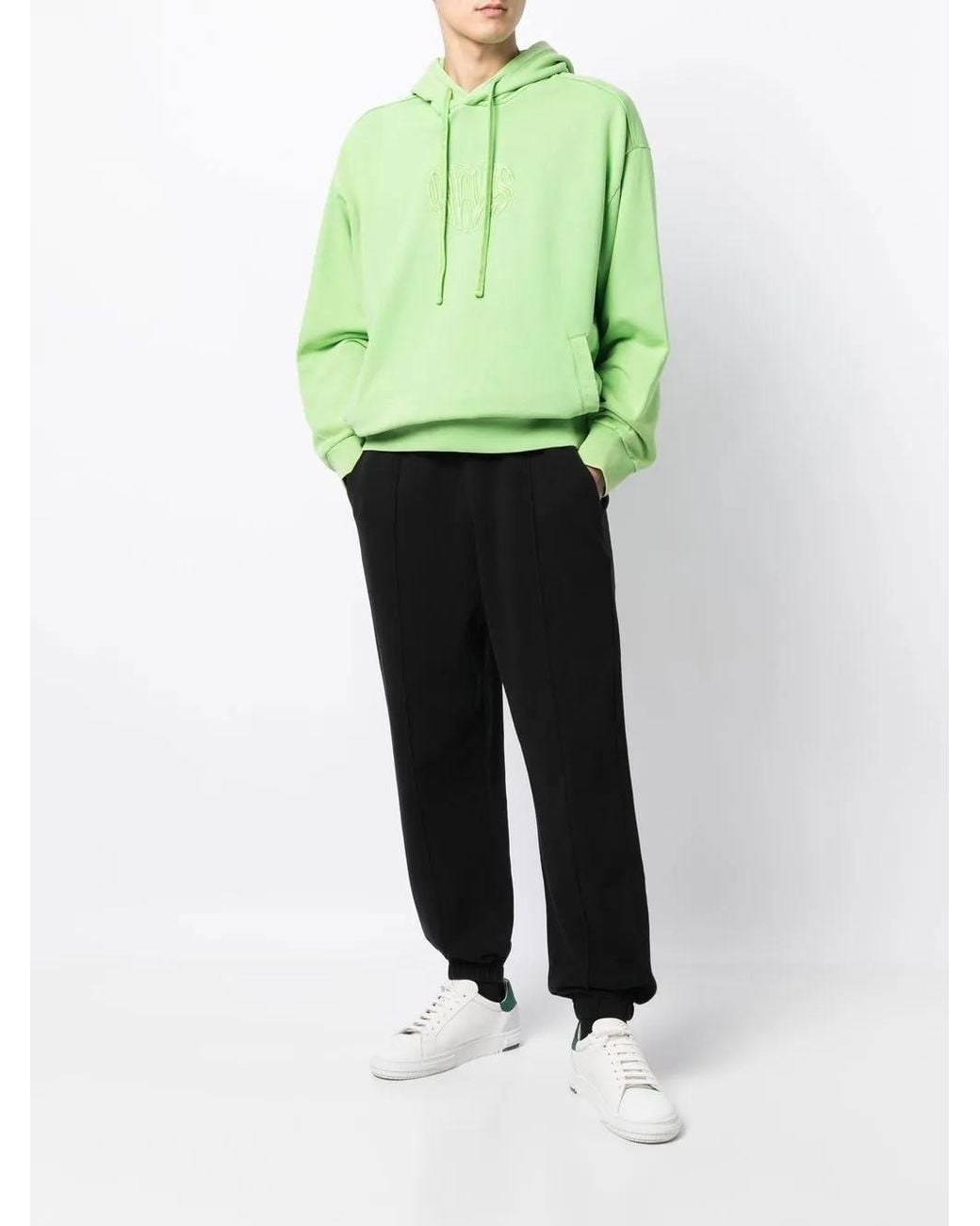 FIVE CM Green Logo-Embroidered Drawstring Hoodie for men