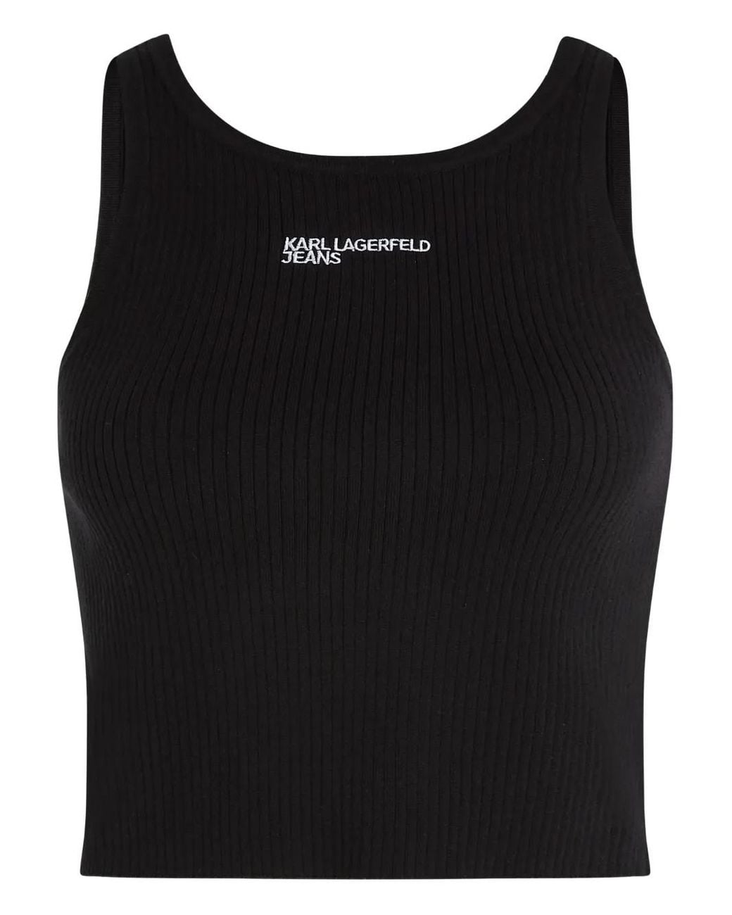 Karl Lagerfeld Black Ribbed Tank Top