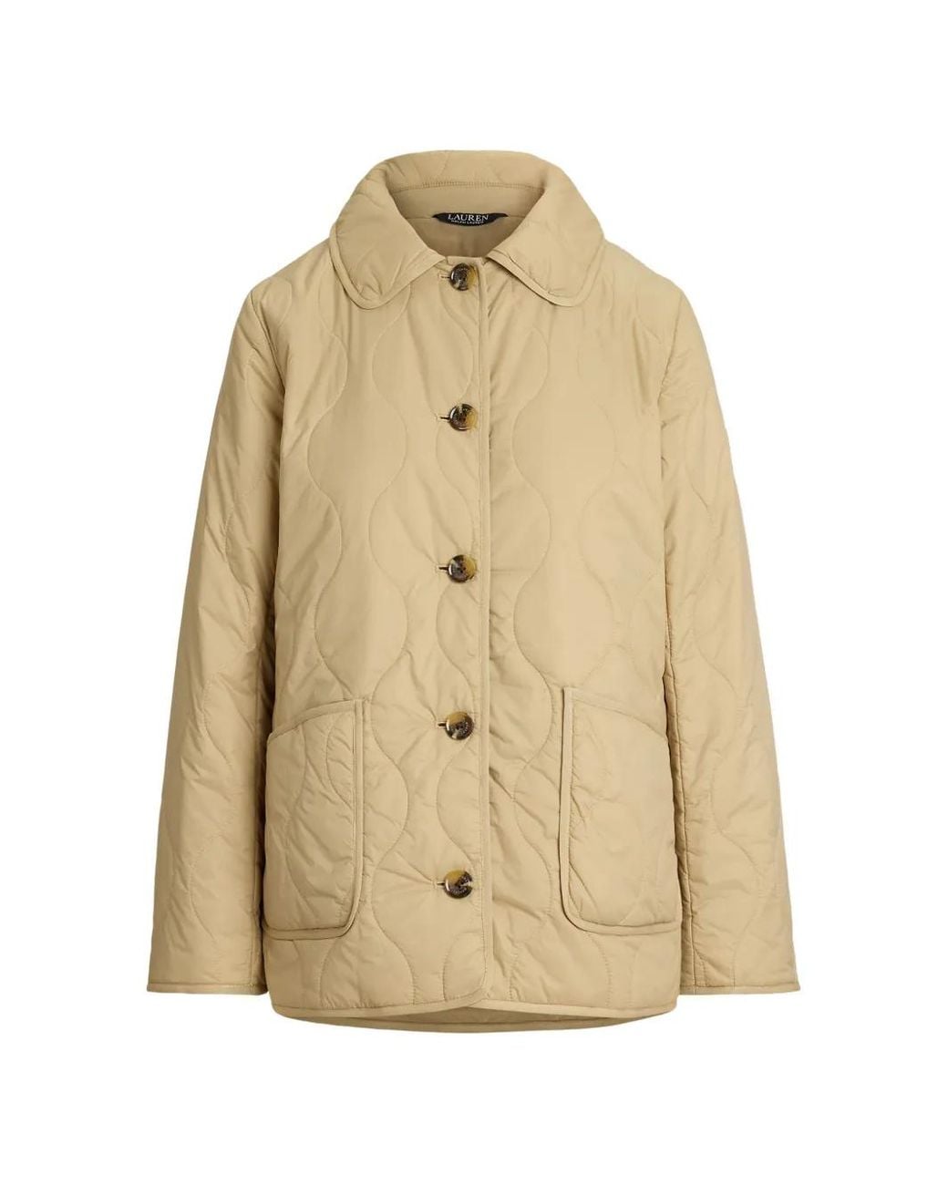 Ralph Lauren Natural Onion Quilted Button-Up Coat
