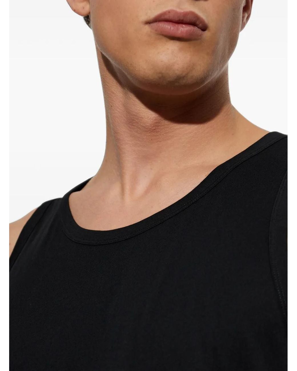 Emporio Armani Black Sleeveless Logo-Print Tank Top (Set Of Two) for men