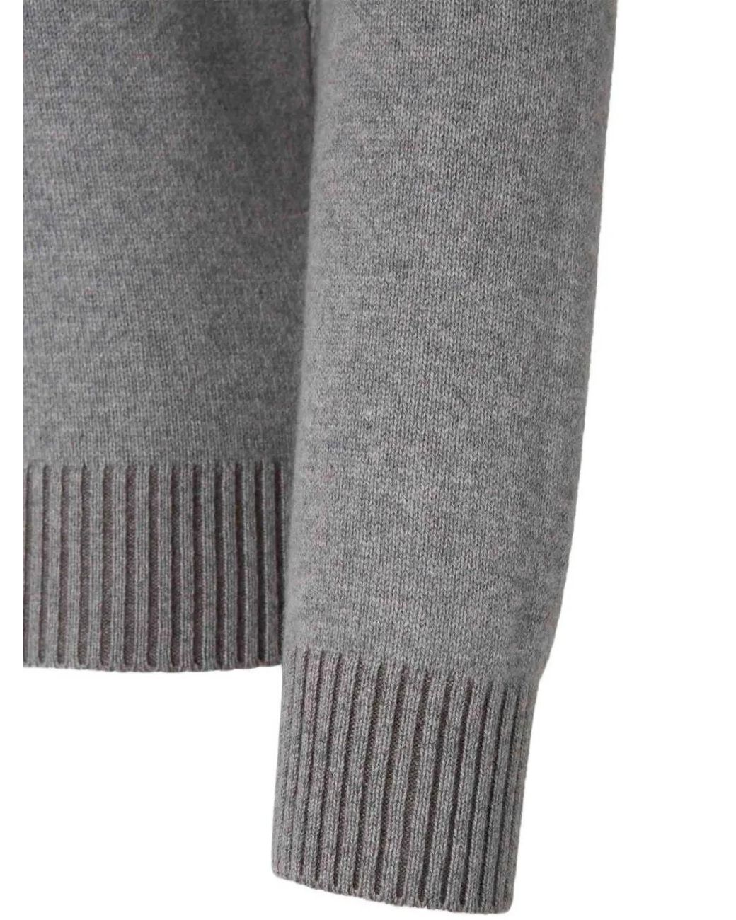 Gran Sasso Gray Ribbed-Knit Roll-Neck Sweater for men